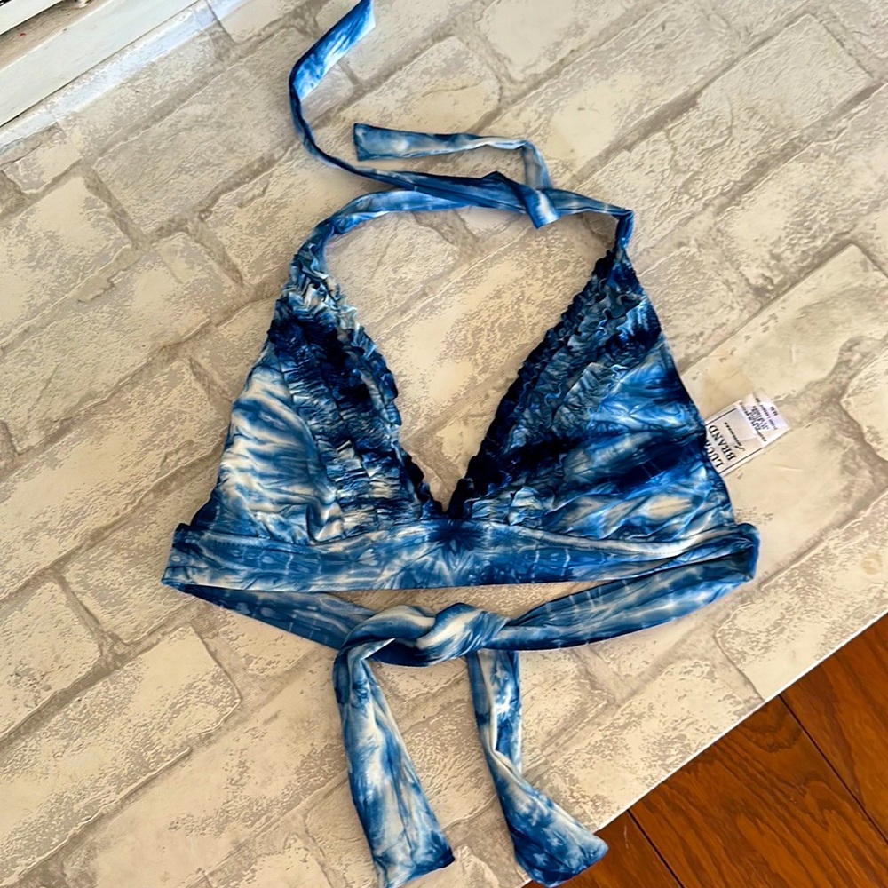 Lucky Brand Blue Tie-Dye Bikini Top EEUC Size Medium